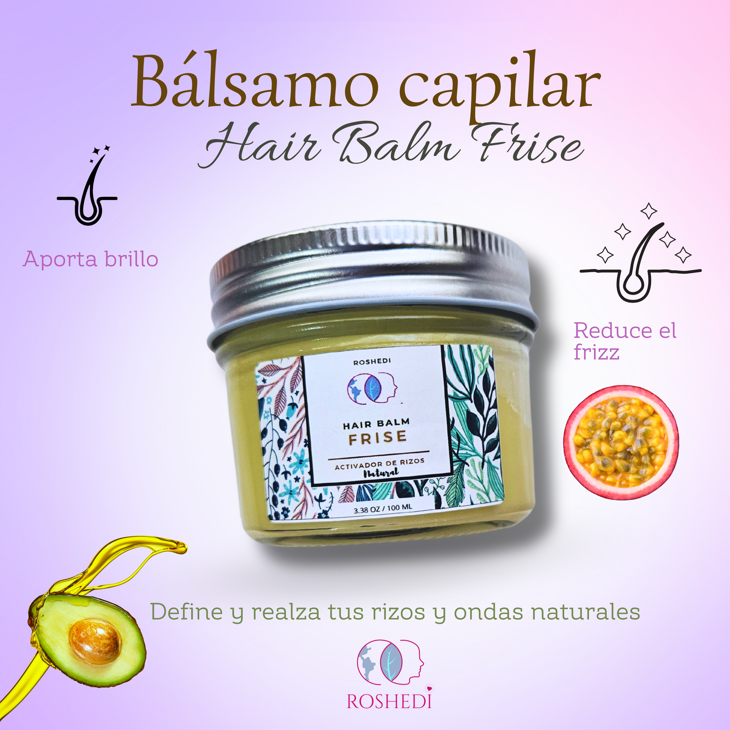 Hair Balm activador de cabello rizado, ondulado o seco