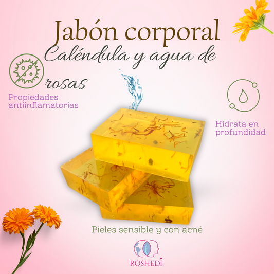 Jabón corporal Caléndula y agua de rosas