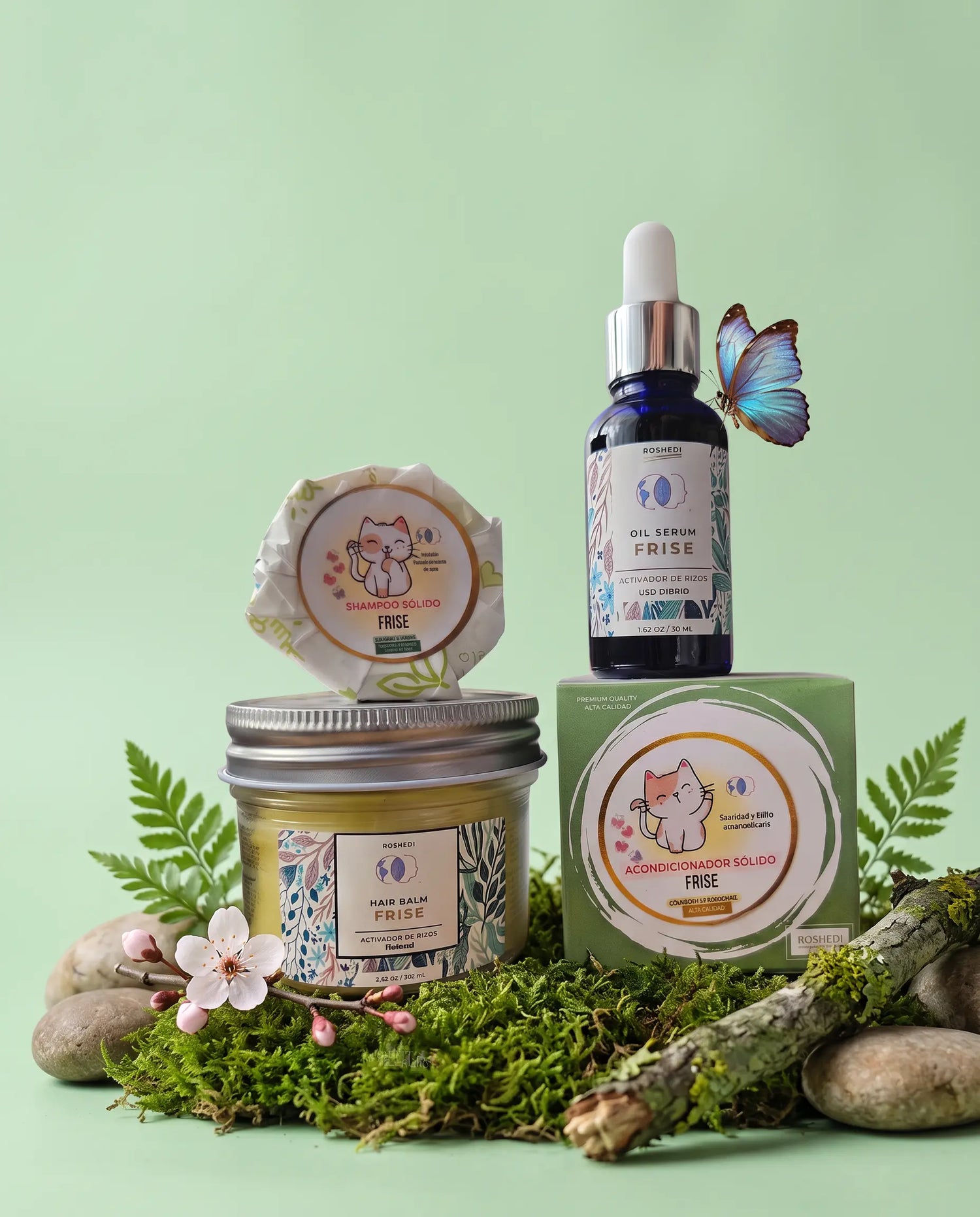 Kit completo para rizos definidos, suaves y libre de petroquímicos
